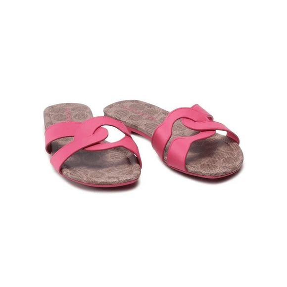 Coach Shoes Coach Womens Essie Leather Sandals Bold Pink 95b Poshmark